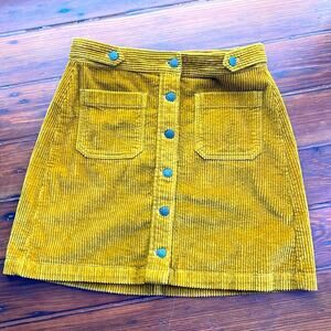 Madewell Metropolis patch pocket wide tooth corduroy A-line button up skirt sz 4